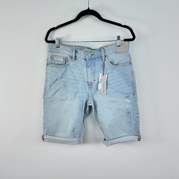 Calvin Klein Light Wash Denim Shorts - Picture 1 of 7